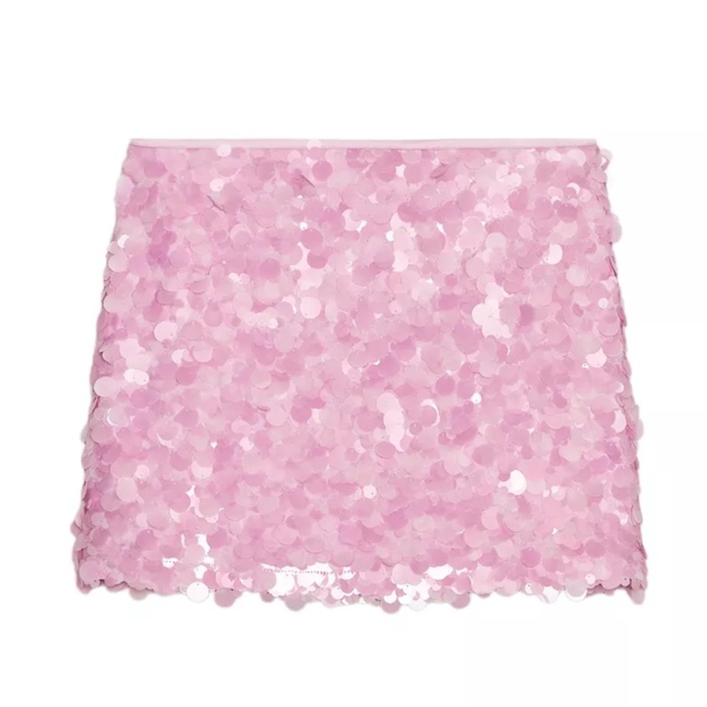 Pink Sequin Mini Skirt from ZARA size s NWT - Picture 2 of 5
